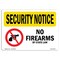 Signmission OSHA Security Sign, 10" Height, 14" Width, Rigid Plastic, No Firearms By State Law, Landscape OS-SN-P-1014-L-11608 - alternate 1